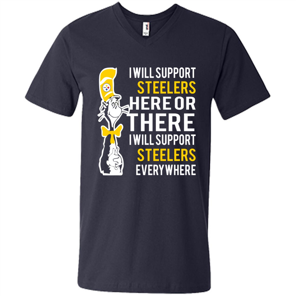 Shirt For Dr Seuss Cat And Pittsburgh Steelers Fans - Men's V-Neck