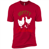 Christmas Chicken Shirt Santa Hens Lover Funny Farmer Gift - Premium Short Sleeve T-Shirt