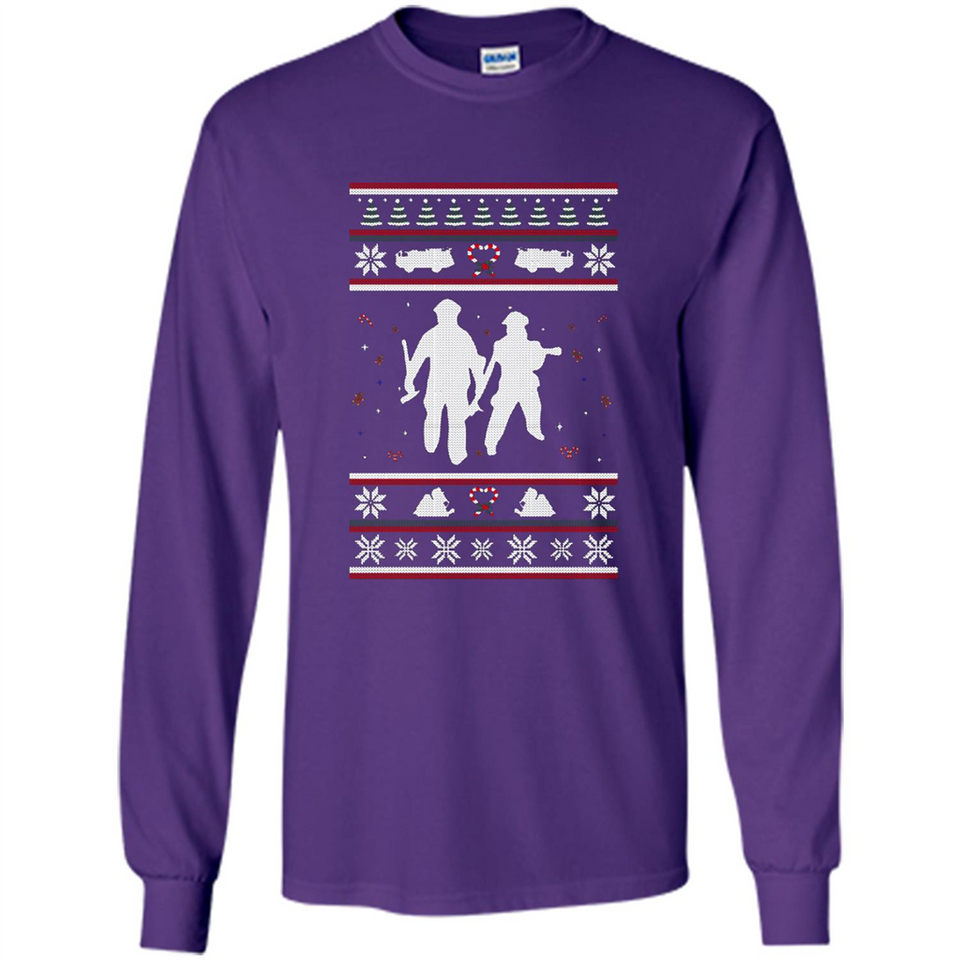 Christmas Ugly Sweater Firefighter Ugly Christmas Sweater - Long Sleeve T-Shirt