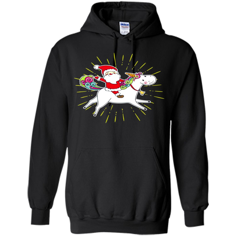 Unicorn And Santa Christmas - Hoodie
