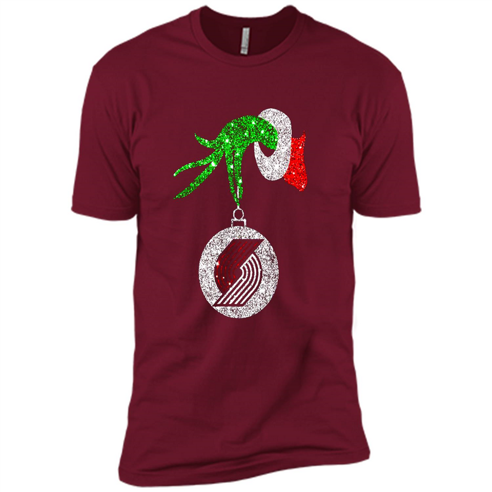 Amazing shirt Portland Trail Blazers Glitter Grinch Monogram Ornament Christmas - Premium Short Sleeve T-Shirt