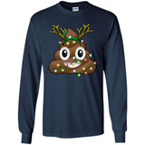 Reindeer Poop Emoji Cute Merry Christmas T-Shirt - Long Sleeve T-Shirt