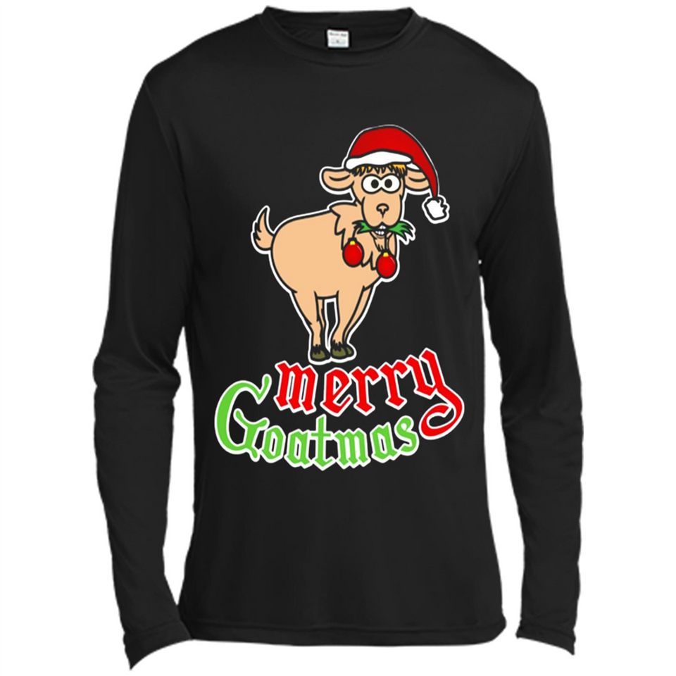Christmas Merry Goatmas Goat Shirt Santa Hat - Canvas Long Sleeve T-Shirt