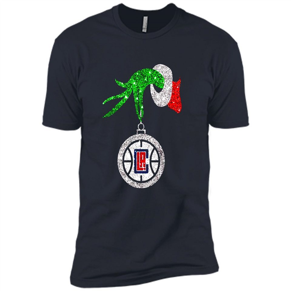Amazing shirt Los Angeles Clippers Glitter Grinch Monogram Ornament Christmas Gift - Premium Short Sleeve T-Shirt
