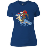Bigfoot Riding Dinosaurus T-Shirt Funny Bigfoot Santa - Ladies' Boyfriend T-Shirt