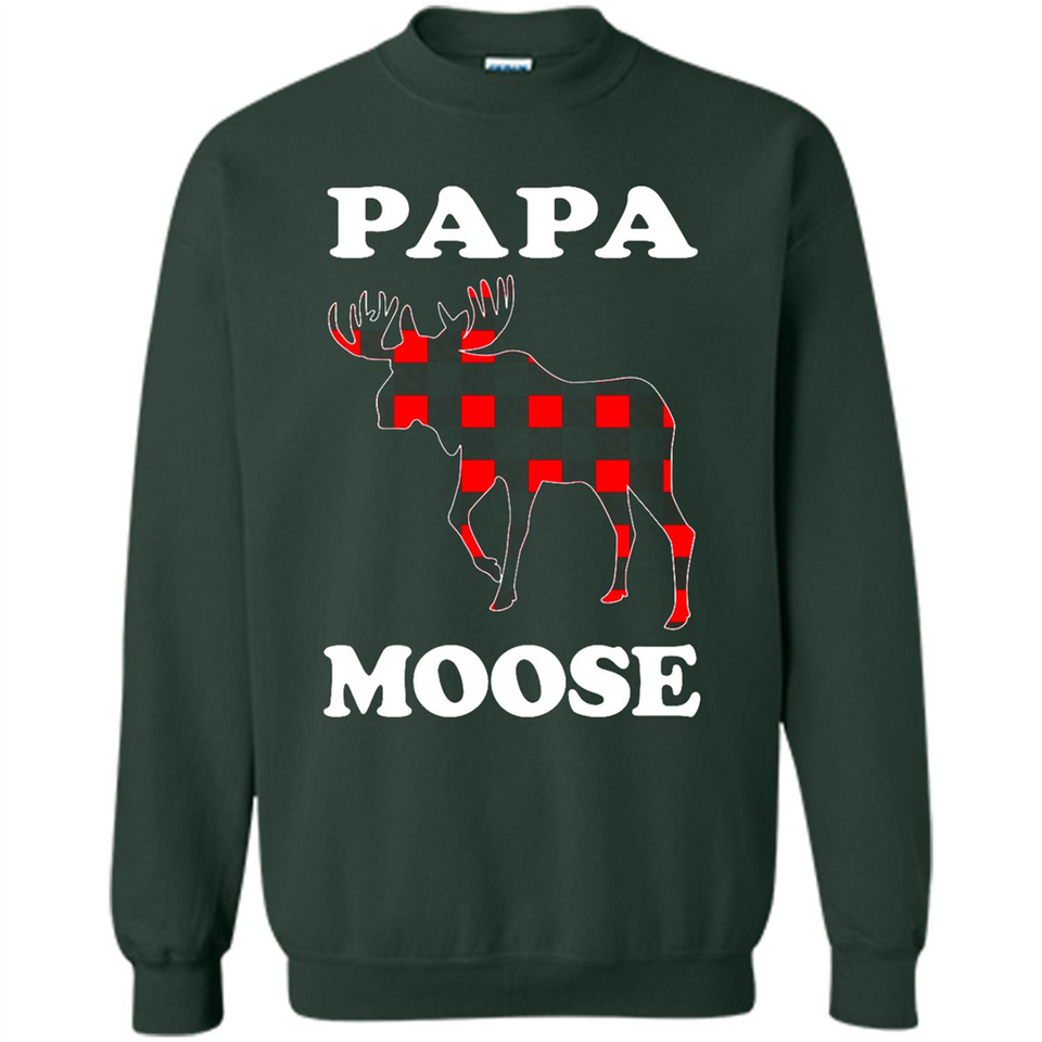 Papa Moose Funny Christmas Plaid Buffalo T-Shirt - Sweatshirt