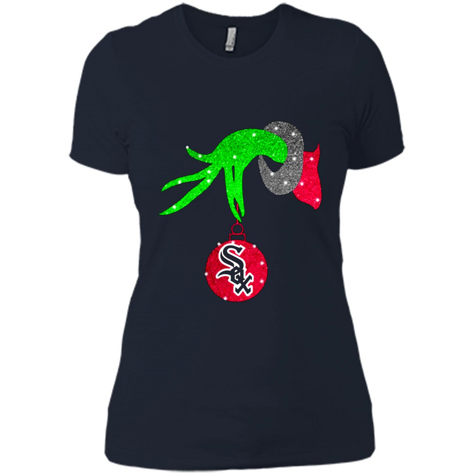 GRINCH HAND HOLDING CHICAGO WHITE SOX GLITTER CHRISTMAS PINGPONG
