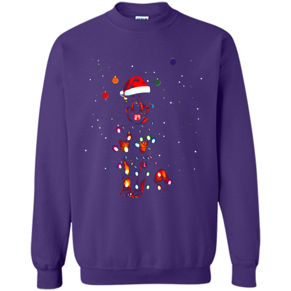Rottweiler Santa Lights Christmas Dog Xmas Sweatshirt - Sweatshirt