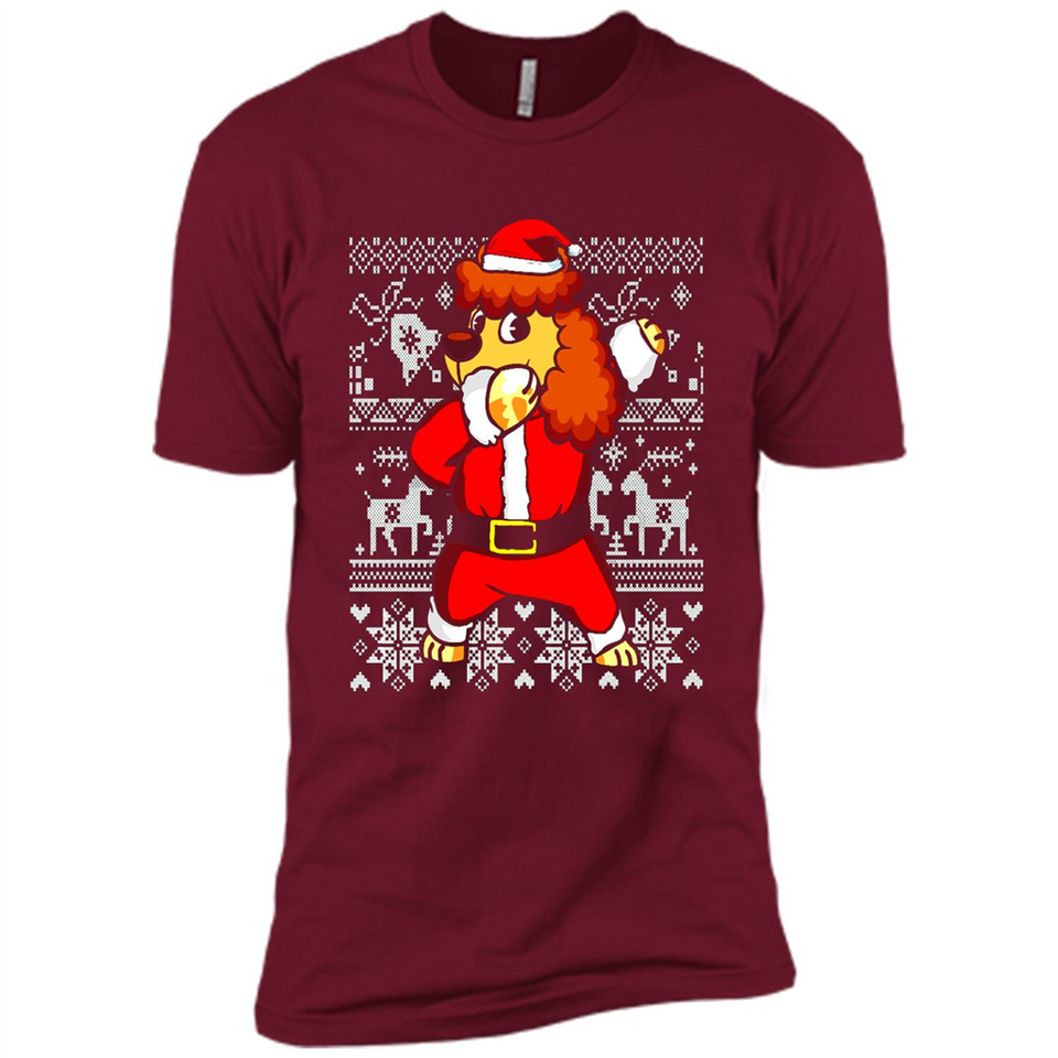 Dabbing Poodle Santa Christmas Holiday Sweatshirt - Premium Short Sleeve T-Shirt