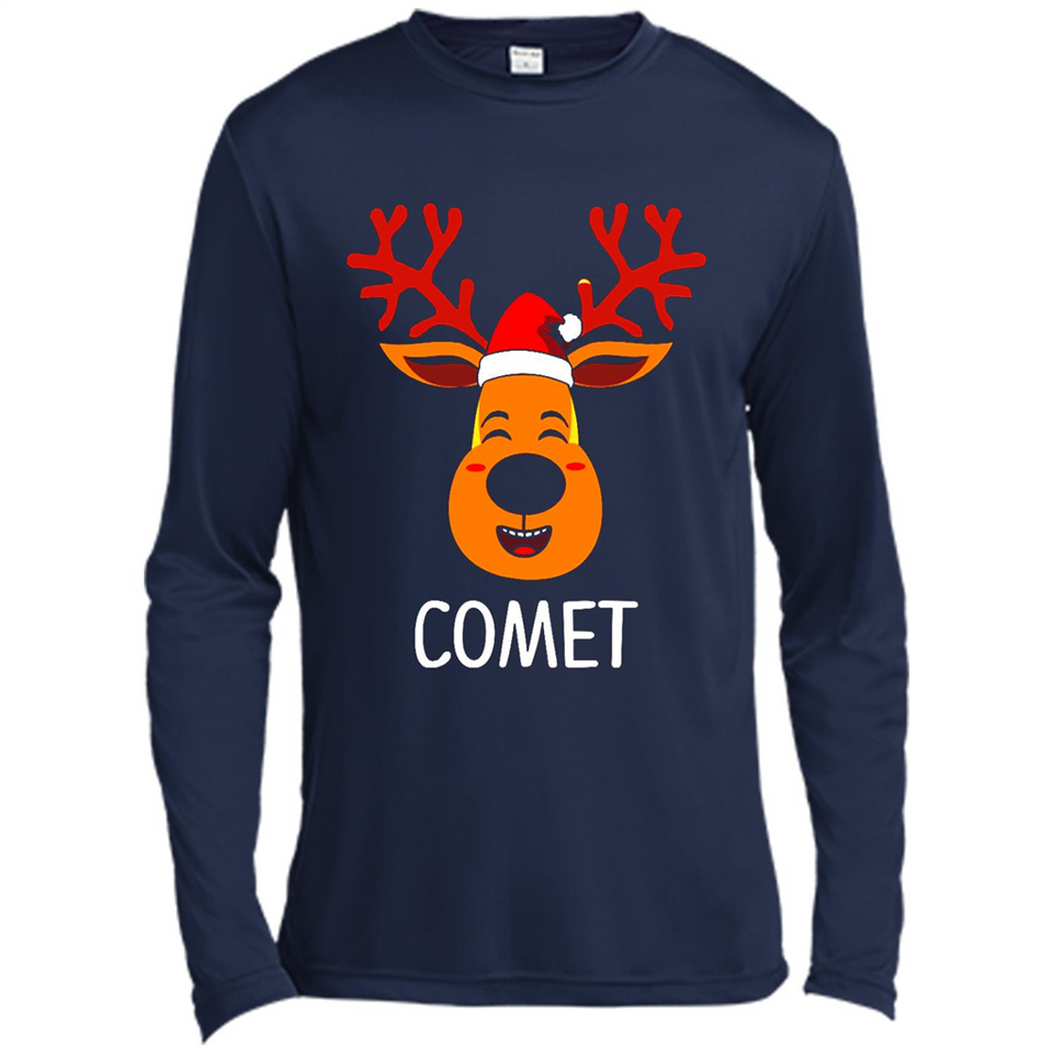 Comet Santa Claus Funny Xmas Holiday T-Shirt - Canvas Long Sleeve T-Shirt