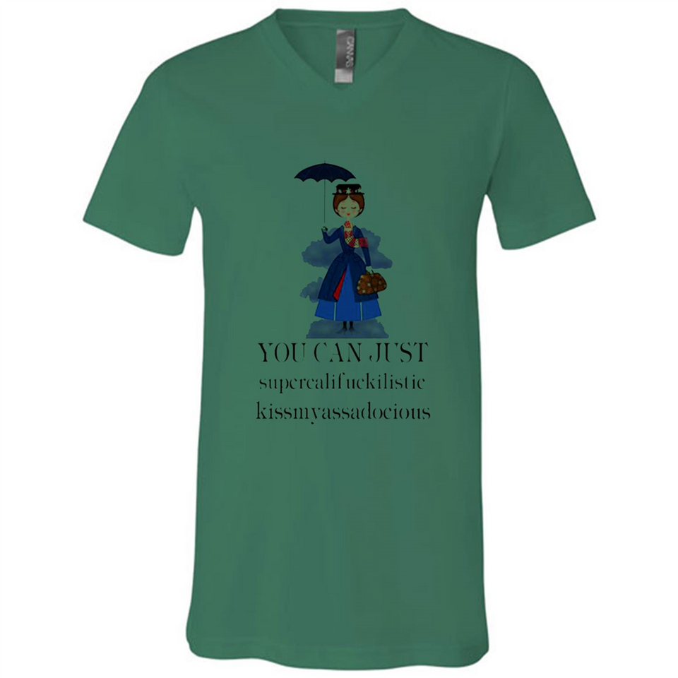 Mary Poppins Clipart You Can Just Supercalifuckilistic Kissmyassadocious MERCHCUTE - Canvas Unisex V-Neck