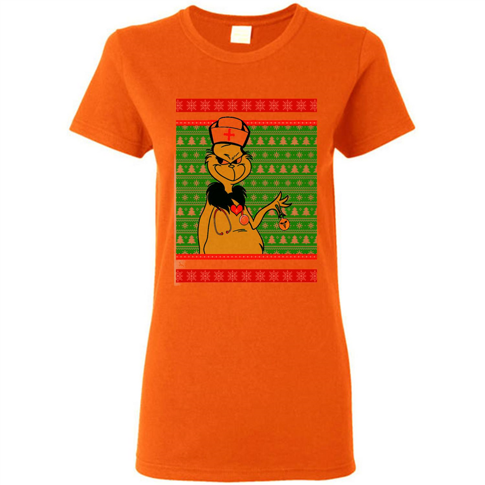 Grinch Nurse Ugly Christmas Sporty T-Shirt PINGPONG - Ladies Short-Sleeve