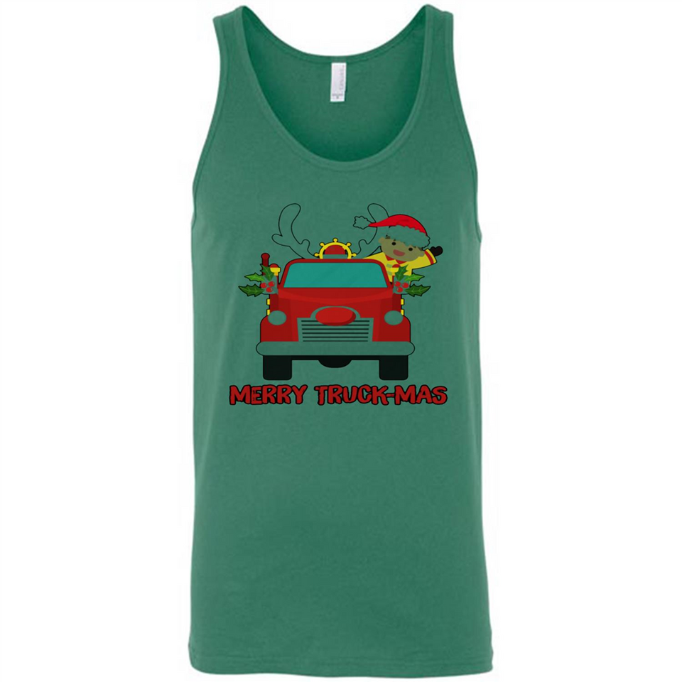 Merry Truck-Mas Christmas Fire Truck Cute Reindeer Sporty - Canvas Unisex Tank