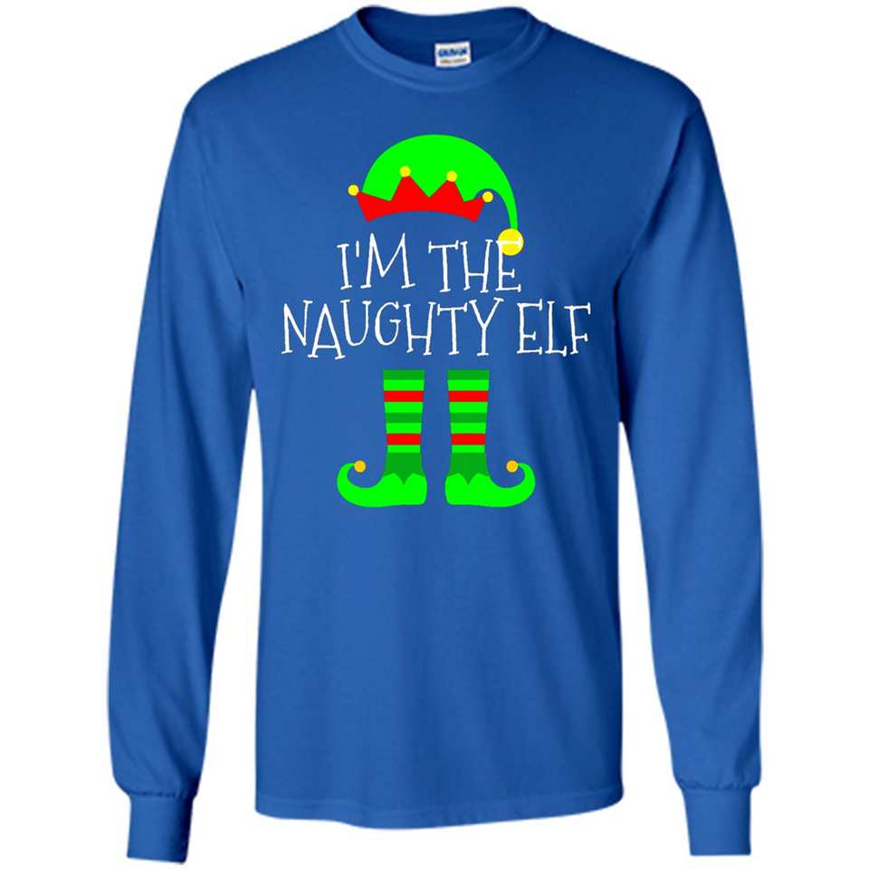 Matching Family Christmas Shirt Funny I'm The Naughty Elf Black mugs PINGPONG - Long Sleeve T-Shirt