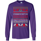 Funny Farmers Gift Ugly Santa Claus Horsepower - Long Sleeve T-Shirt