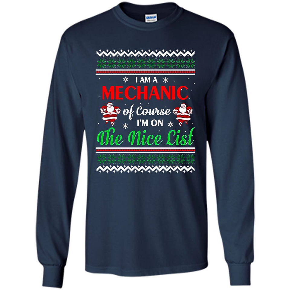 Funny Ugly Christmas T-Shirt Gift for Mechanic - Long Sleeve T-Shirt
