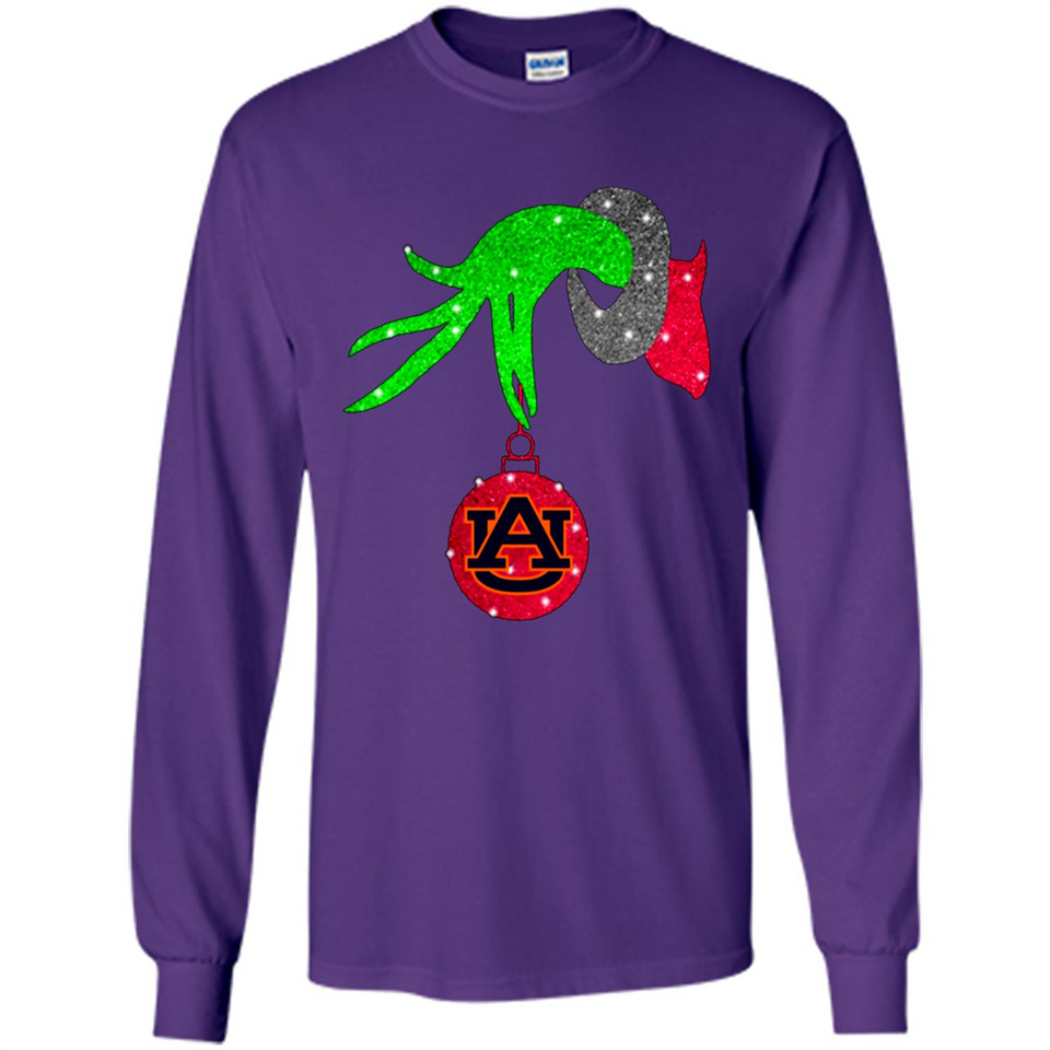 GRINCH HAND HOLDING AUBURN TIGERS GLITTER CHRISTMAS PINGPONG