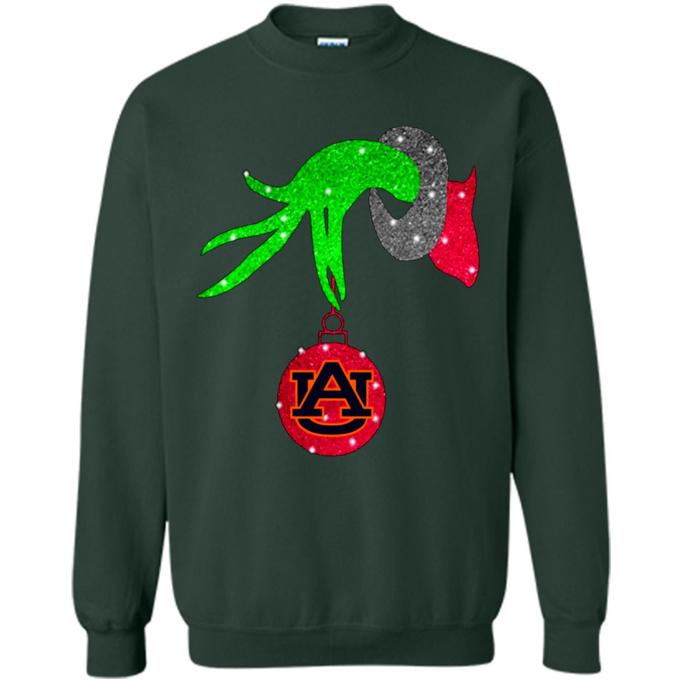 GRINCH HAND HOLDING AUBURN TIGERS GLITTER CHRISTMAS PINGPONG