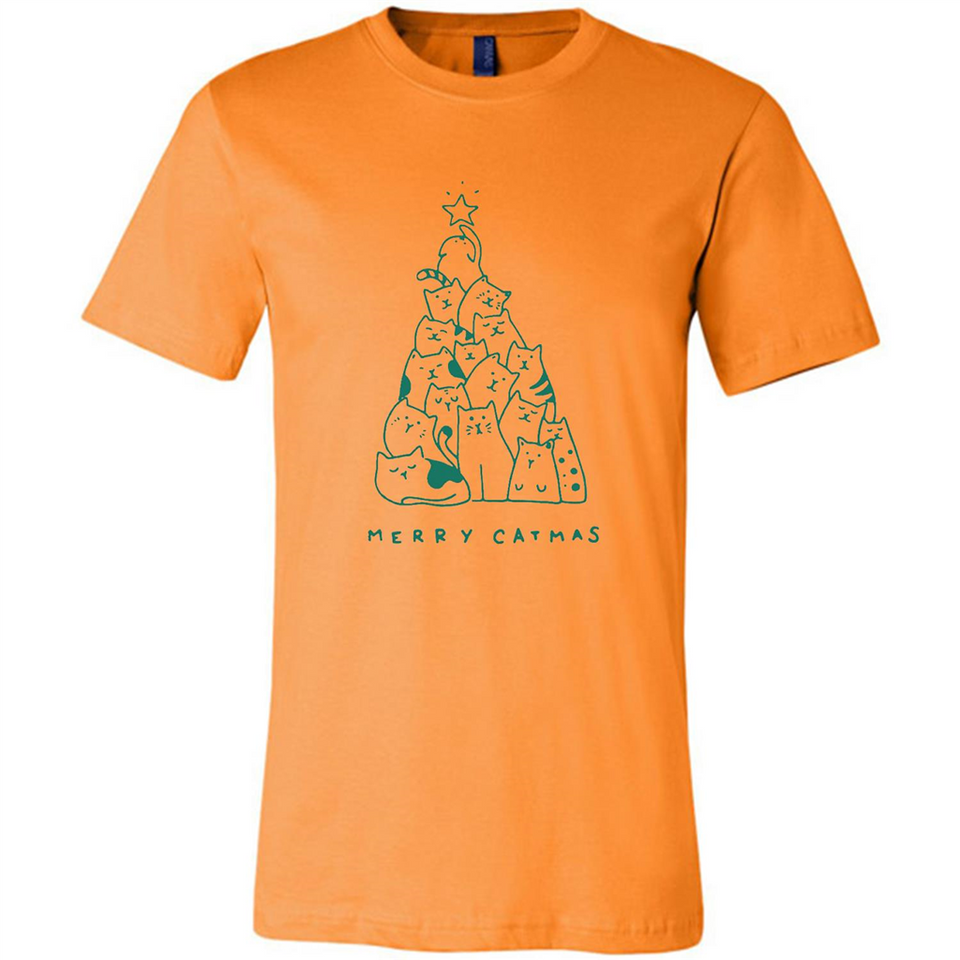 Merry Catmas Funny Cat Christmas Tree Sweatshirt - Canvas Unisex T-Shirt