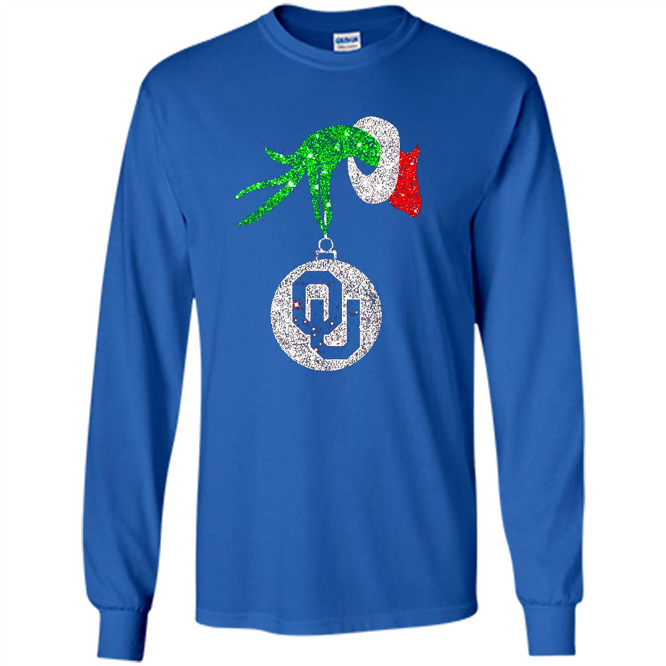 Amazing tee Oklahoma Sooners Glitter Grinch Monogram Ornament Christmas Gift - Long Sleeve T-Shirt