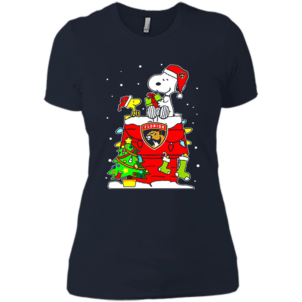 Florida Panthers Snoopy Ugly Christmas Sweaters - Ladies' Boyfriend T-Shirt