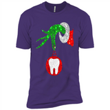 Christmas Nurse Grinch hand holding clinic dental ornament - Premium Short Sleeve T-Shirt