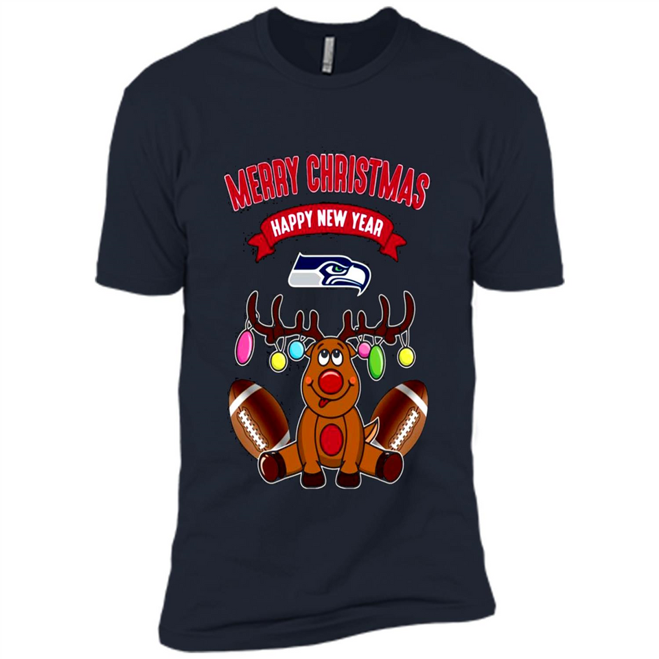 Seattle Seahawks NFL Reindeer Funny Merry Christmas And Happy New Year