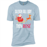 Sleigh All Day Then Rose Christmas Wine Gift - Premium Short Sleeve T-Shirt