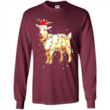 Christmas Lights Goat Wearing Santa Hat Funny Xmas - Long Sleeve T-Shirt