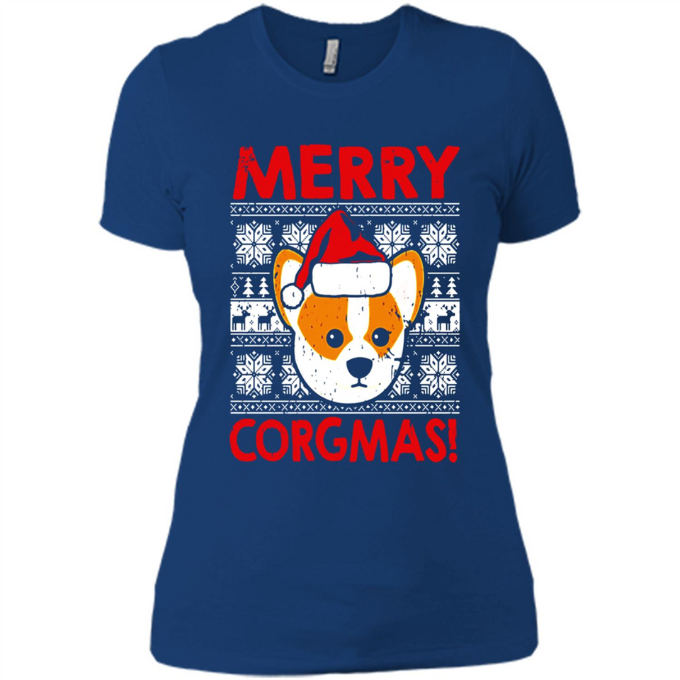 Funny Christmas Santa Corgi Dog Merry Corgmas - Ladies' Boyfriend T-Shirt