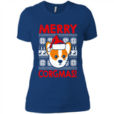 Funny Christmas Santa Corgi Dog Merry Corgmas - Ladies' Boyfriend T-Shirt