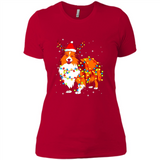 Christmas Lights Shetland Sheepdog Wearing Santa Hat Funny Xmas Mug - Ladies' Boyfriend T-Shirt