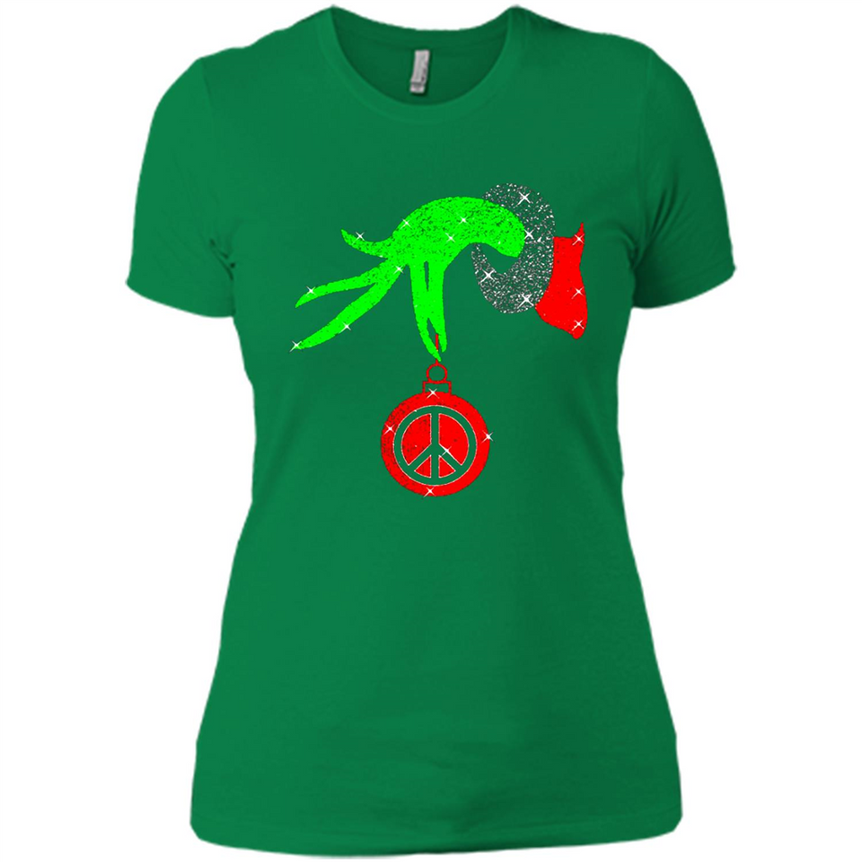 Christmas The Grinch Hand Holding Hippie Ornament - Ladies' Boyfriend T-Shirt