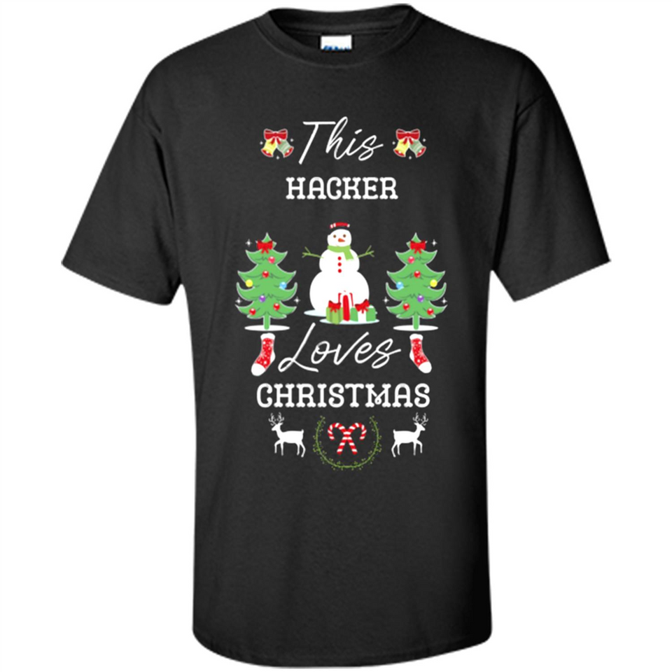 This Hacker Loves Christmas Tree Shirt with Snowman