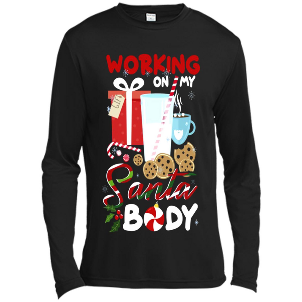 Working On My Santa Body Funny Christmas Gift Sleeve Xmas - Canvas Long Sleeve T-Shirt