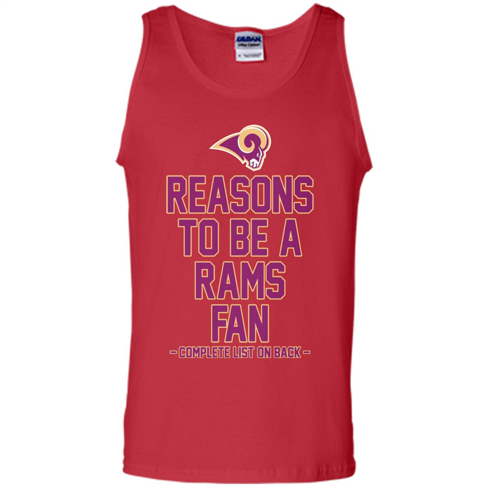 Reasons to be a Los Angeles Rams Fan Complete List on Back - Tank Top