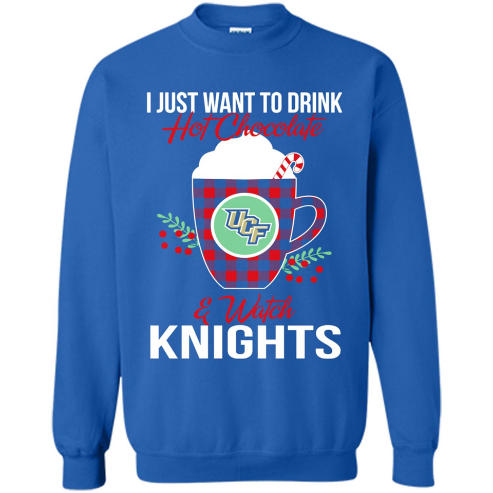 I Just Want To Drink Hot Chocolate & Watch UCF Knights Ugly Christmas Sweater PINGPONG