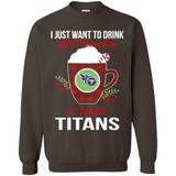 I Just Want To Drink Hot Chocolate & Watch Tennessee Titans Ugly Christmas Sweater PINGPONG