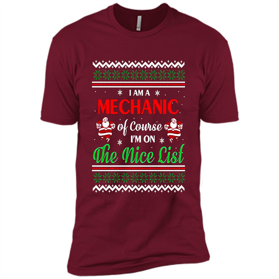 Funny Ugly Christmas T-Shirt Gift for Mechanic - Premium Short Sleeve T-Shirt