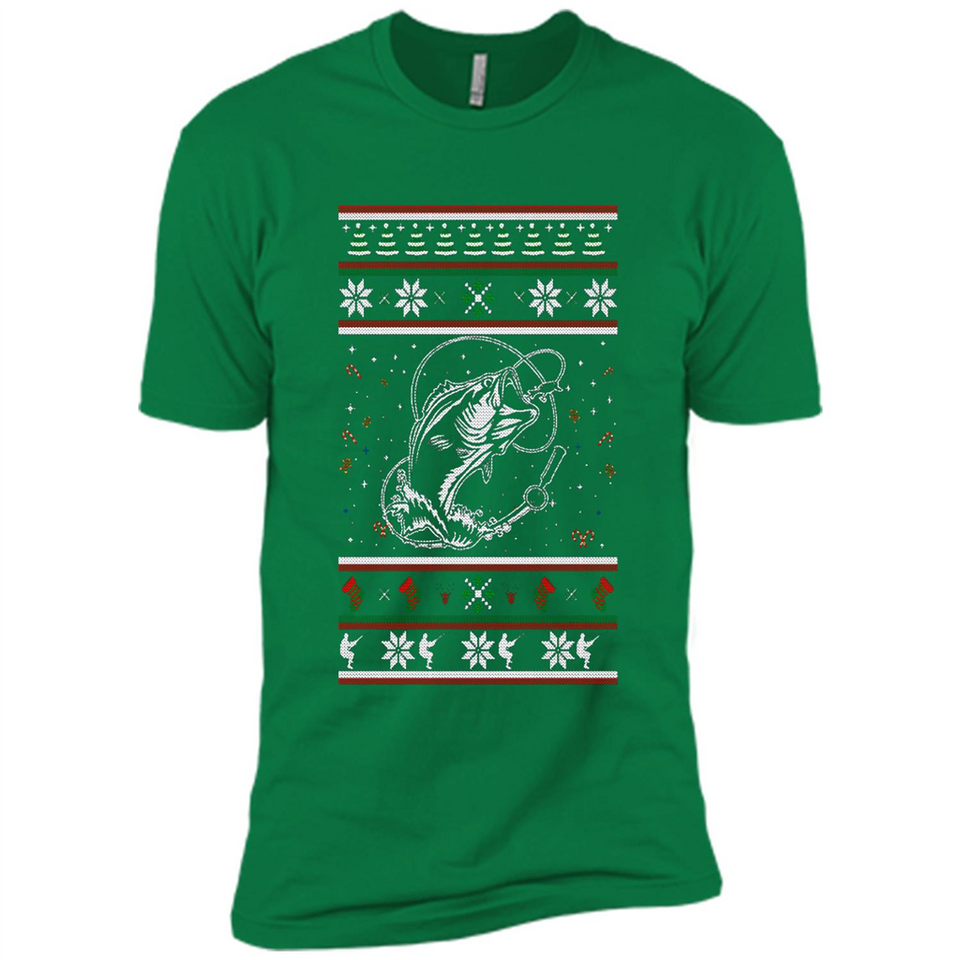 Christmas Ugly Sweater Fishing Ugly Christmas Sweater - Premium Short Sleeve T-Shirt