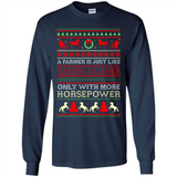 Funny Farmers Gift Ugly Santa Claus Horsepower - Long Sleeve T-Shirt