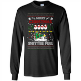 Merry Christmas Shitter Full Christmas Tree Snowman Sweater PINGPONG - Long Sleeve T-Shirt