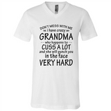 Don't Mess With Me My Grandma Is Crazy And She Will Punch You - Canvas Unisex V-Neck