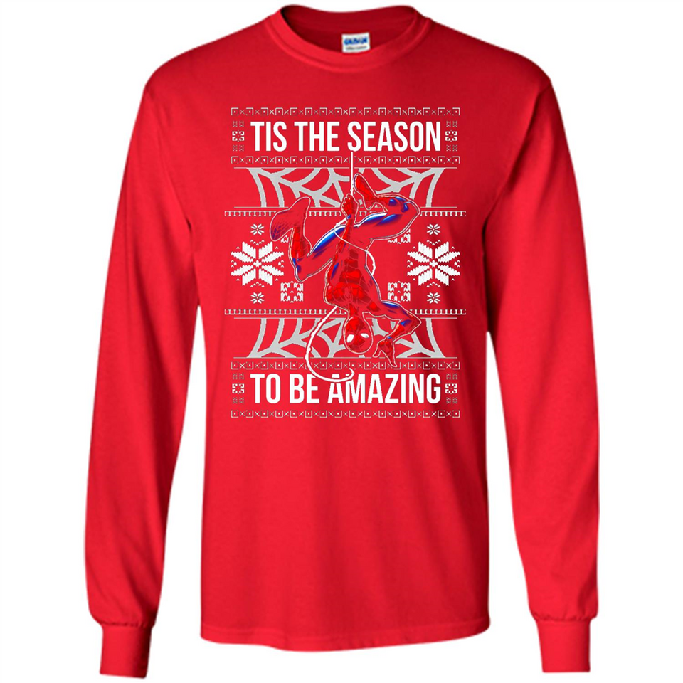 Marvel Spider Man Tis The Season To Be Amazing Ugly Christmas Mug PINGPONG - Long Sleeve T-Shirt