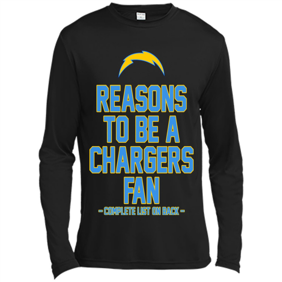 Reasons to be a Los Angeles Chargers Fan Complete List on Back - Canvas Long Sleeve T-Shirt
