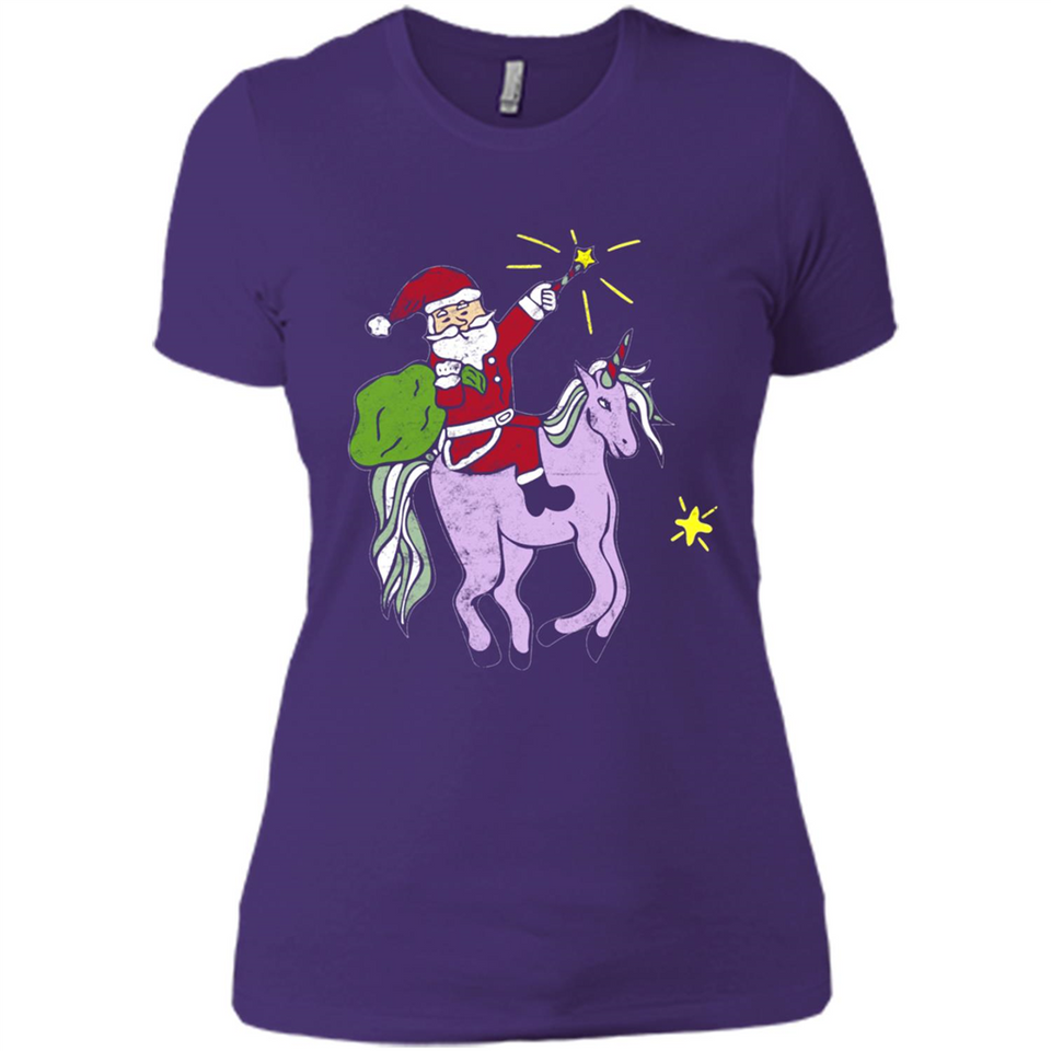 Distressed Retro Santa Riding Unicorn - Ladies' Boyfriend T-Shirt
