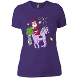 Distressed Retro Santa Riding Unicorn - Ladies' Boyfriend T-Shirt