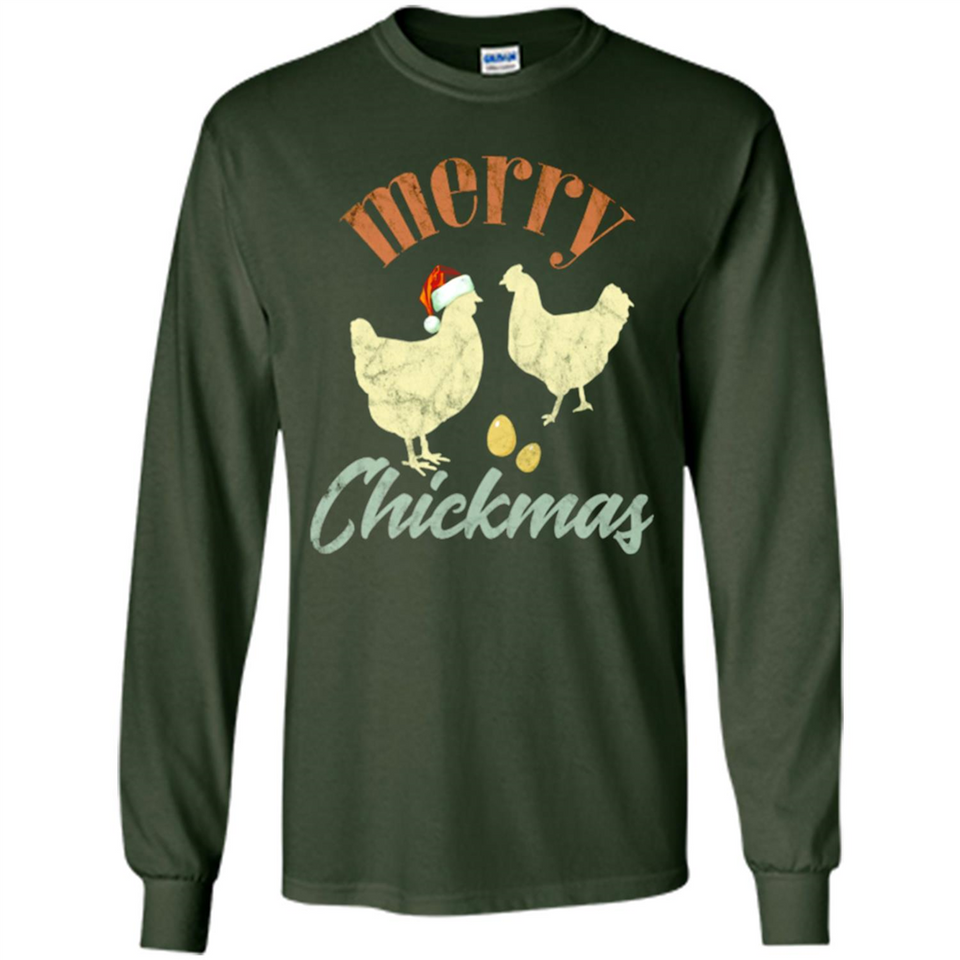 Christmas Chicken Vintage Shirt Funny Santa Hen Farmer Lover - Long Sleeve T-Shirt