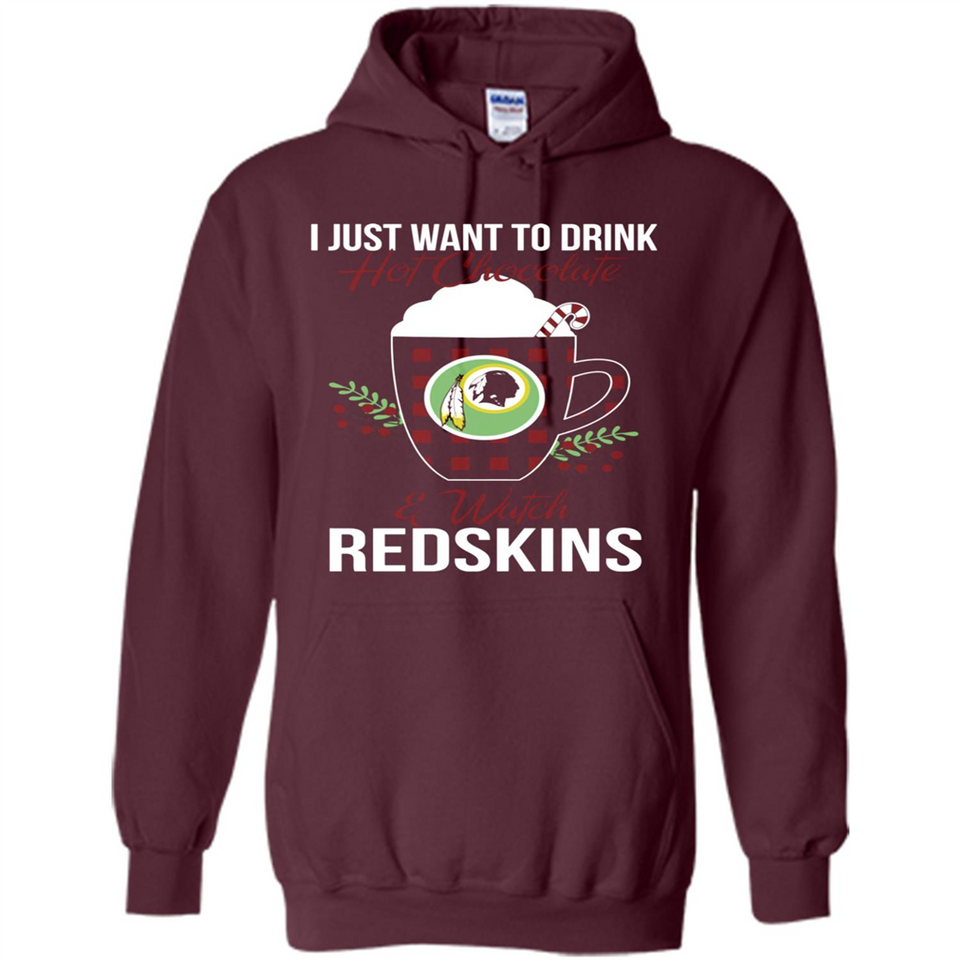 I Just Want To Drink Hot Chocolate & Watch Washington Redskins Ugly Christmas Sweater PINGPONG