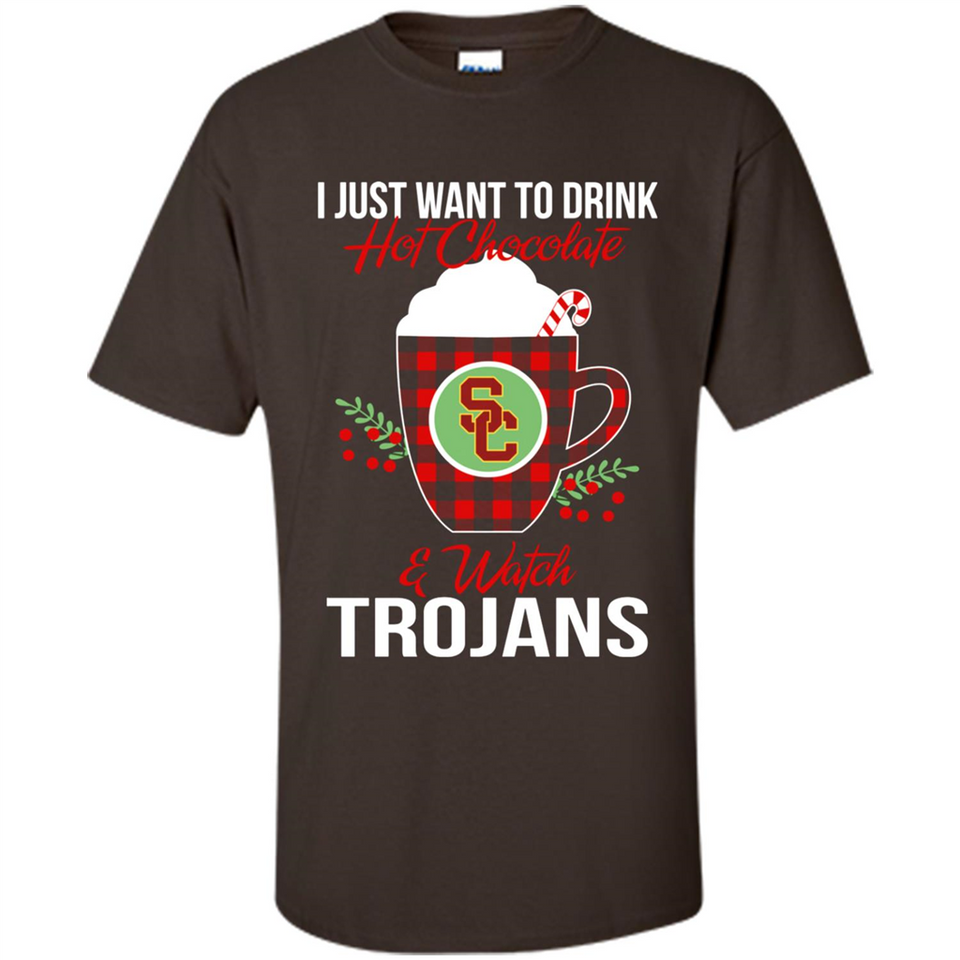 I Just Want To Drink Hot Chocolate & Watch USC Trojans Ugly Christmas Sweater PINGPONG